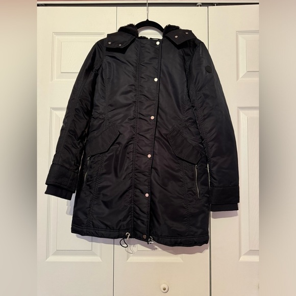 Abercrombie & Fitch S Black water wind resistant Luxe Nylon Parka Winter Coat - Picture 12 of 15